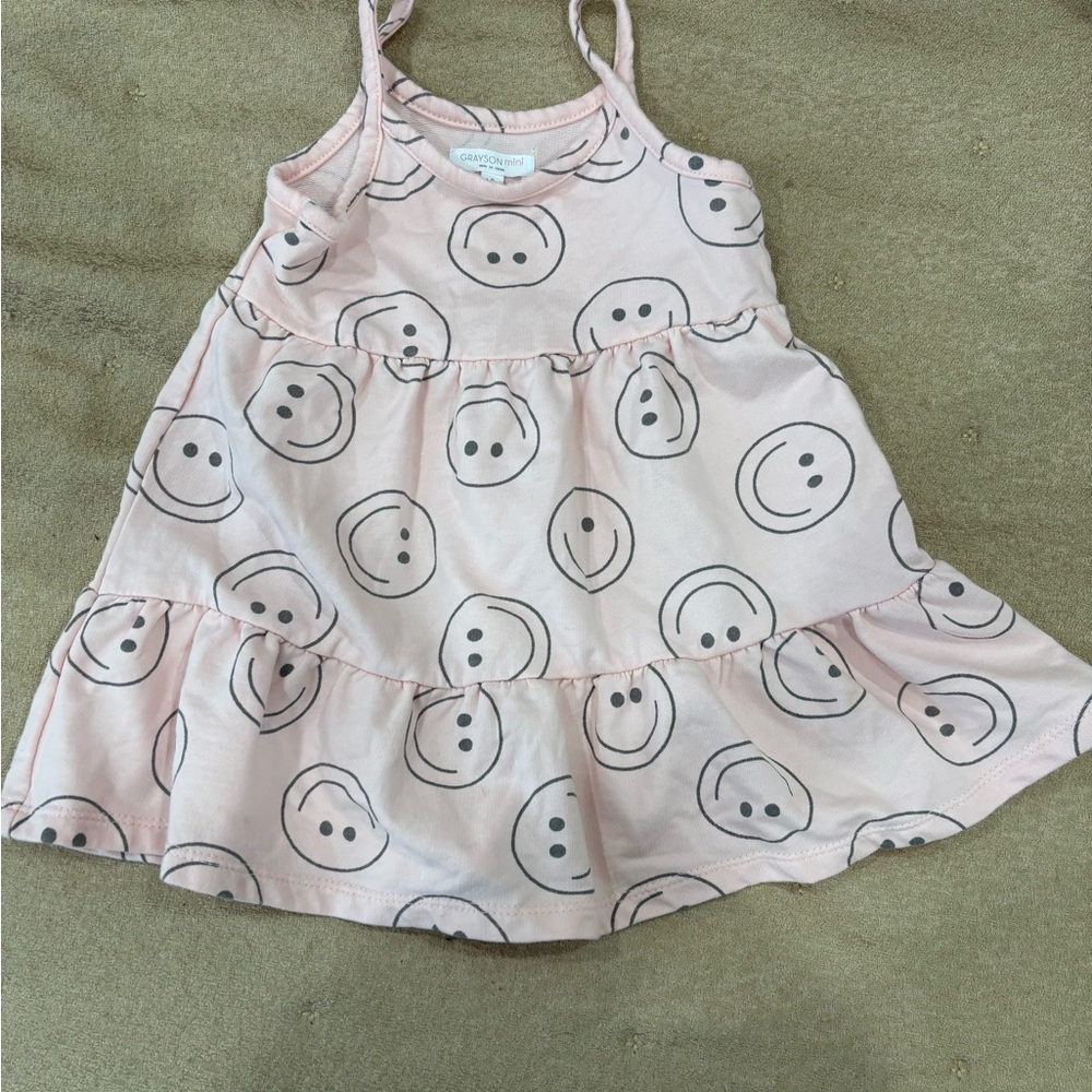 Kids' Pink Smiley Tiered Tank Dress - Unbranded
